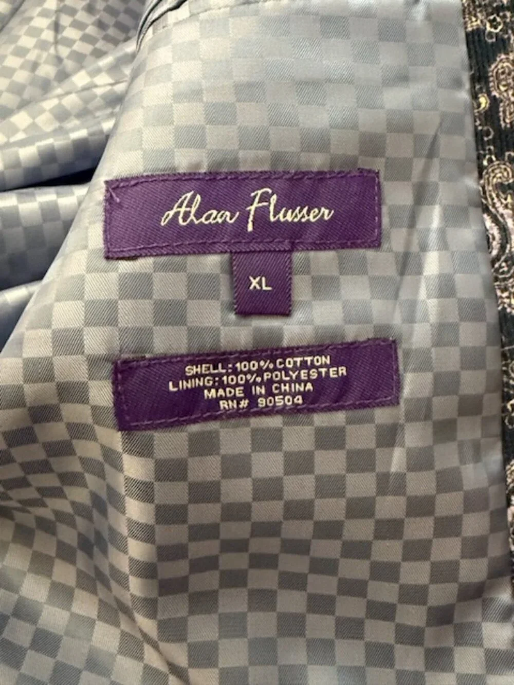 Alan Flusser Blue Paisley Micro Corduroy Cotton Blazer Sport Coat Men’s Size XL